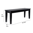 Benjara Dining Bench- Shaker Style- High Gloss Black Rubberwood- 44