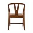 Benjara Cera Dining Chair Set of 2- Handwoven Rope- Cappuccino Brown Wood
