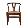 Benjara Cera Dining Chair Set of 2- Handwoven Rope- Cappuccino Brown Wood