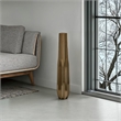 Benjara Tasha Vase with Geometric Design- Slim Profile Bronze Ceramic 32 Inch