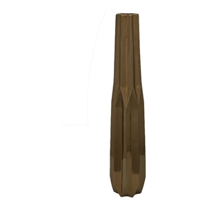 Benjara Tasha Vase with Geometric Design- Slim Profile Bronze Ceramic 32 Inch