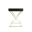 Benjara Ada Office Desk- 2 Drawers- Black Wood and Gold X Steel Legs- 47 Inch