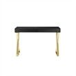 Benjara Ada Office Desk- 2 Drawers- Black Wood and Gold X Steel Legs- 47 Inch