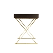 Benjara Ada Office Desk- 2 Drawers- Espresso Brown- Gold X Steel Legs- 47 Inch