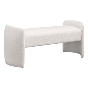 Benjara Perie Accent Bench- Modern Ivory Boucle- Soft Foam Cushions- 55 Inch