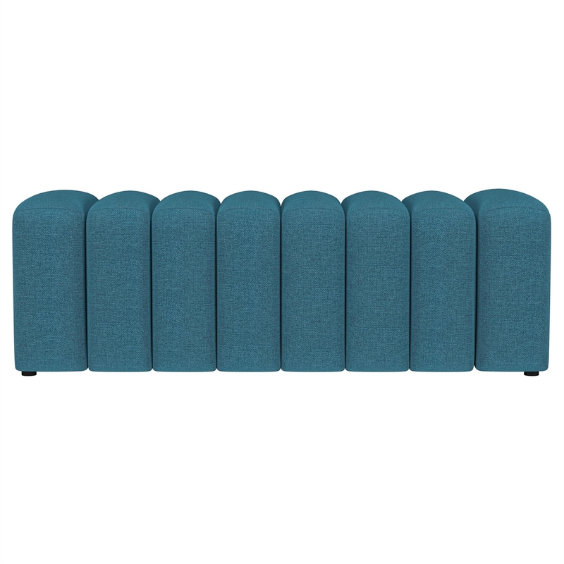 Benjara Sanna Accent Bench- Modern Channel Tufted Peacock Blue- 54 Inch