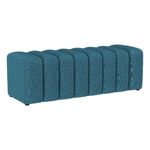 Benjara Sanna Accent Bench- Modern Channel Tufted Peacock Blue- 54 Inch