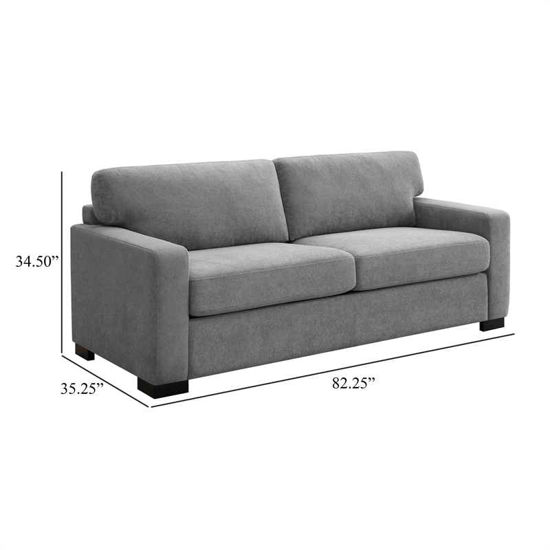 Benjara Simmi Sofa Sleeper with Queen Mattress- Light Gray Fabric- 82 Inch