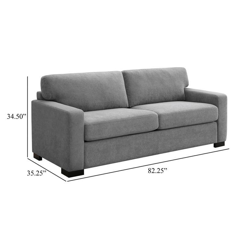 Benjara Simmi Sofa Sleeper with Queen Mattress- Light Gray Fabric- 82 Inch