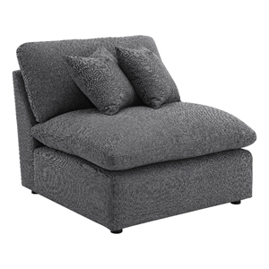 Benjara Hobo Modular Armless Chair- Charcoal Gray Fabric- 2 Pillows- 38 Inch