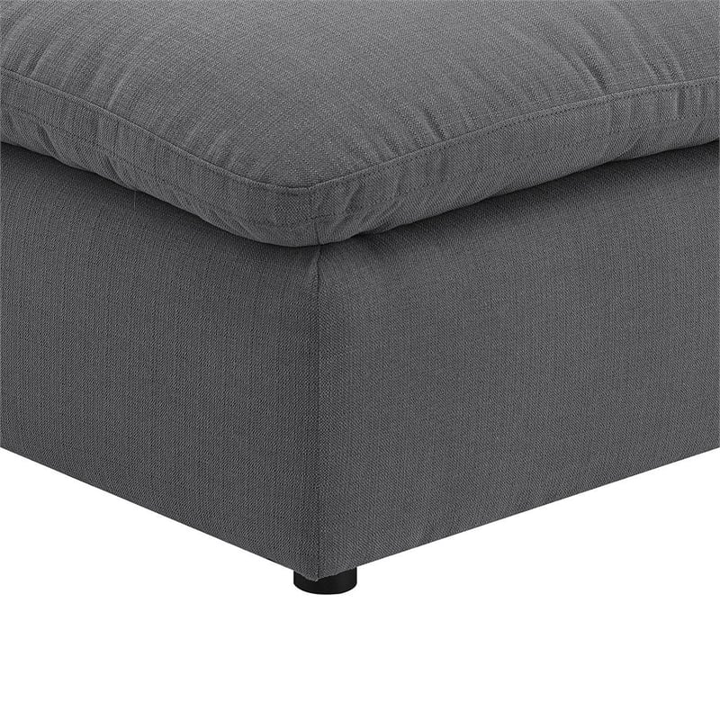 Benjara Hobo Square Ottoman- Charcoal Gray Fabric- Foam Cushions- 40 Inch