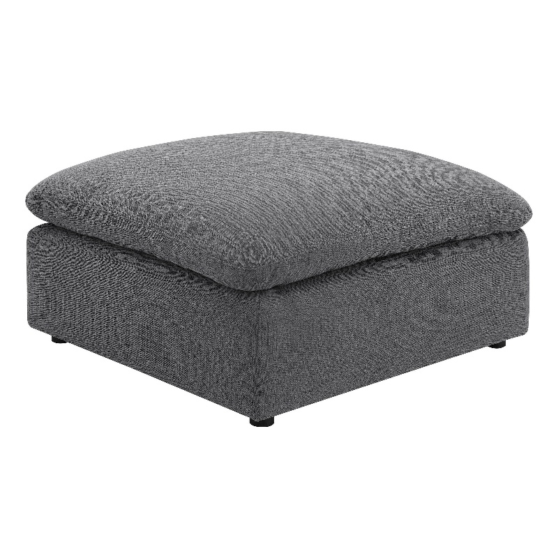 Benjara Hobo Square Ottoman- Charcoal Gray Fabric- Foam Cushions- 40 Inch