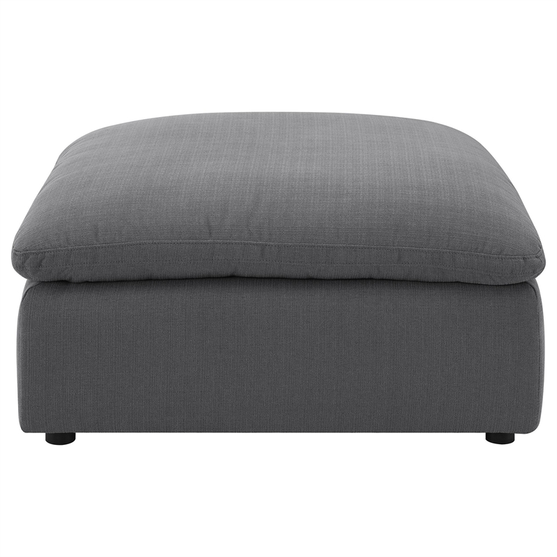 Benjara Hobo Square Ottoman- Charcoal Gray Fabric- Foam Cushions- 40 Inch