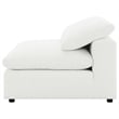 Benjara Allias Modular Armless Chair- White Boucle Fabric- Plush Foam Cushions