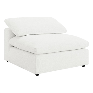 Benjara Allias Modular Armless Chair- White Boucle Fabric- Plush Foam Cushions