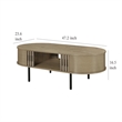 Benjara Brandon Cocktail Coffee Table with Inner Shelf- Oval Light Beige Wood