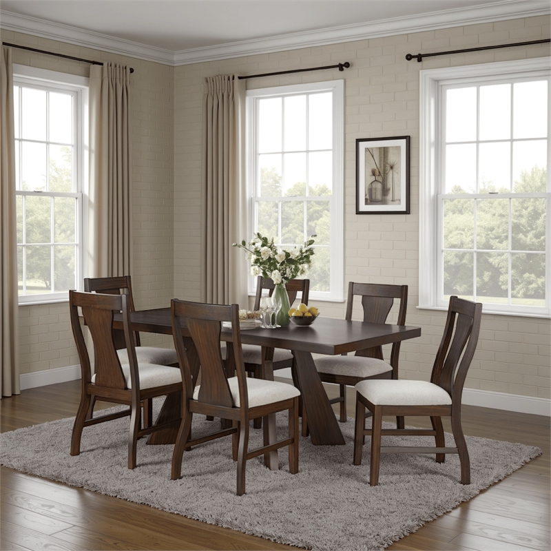 Benjara Kiana Dining Table- Dark Brown Solid Rubberwood- Rectangular 72 Inch
