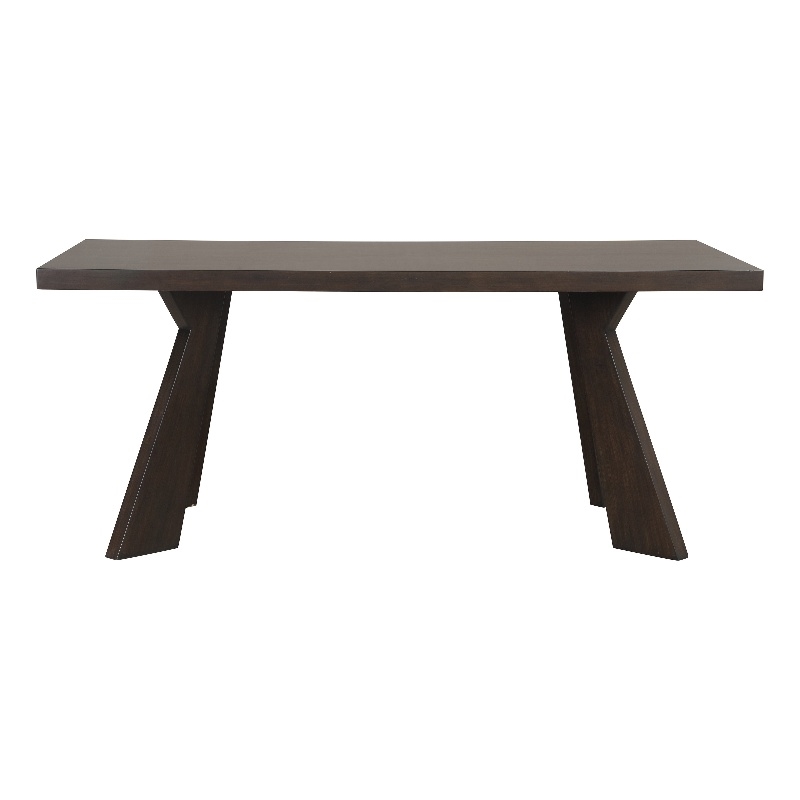 Benjara Kiana Dining Table- Dark Brown Solid Rubberwood- Rectangular 72 Inch