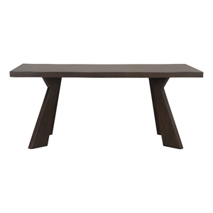 Benjara Kiana Dining Table- Dark Brown Solid Rubberwood- Rectangular 72 Inch