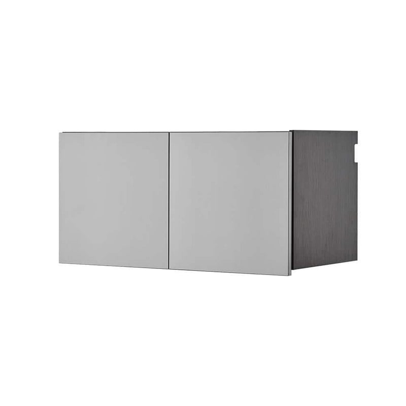 Benjara Asti Garage Wall Storage Cabinet- 32 Inch- 2 Wide Doors- Gray Metallic