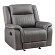 Benjara Viann Manual Glider Recliner Chair- Tufted Gray Polyester- Pillow Top
