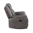 Benjara Viann Manual Glider Recliner Chair- Tufted Gray Polyester- Pillow Top