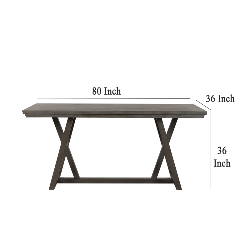 Benjara Ghy Counter Height Table- Brown Solid Acacia Wood- Rectangular 80 Inch