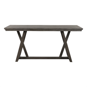 Benjara Ghy Counter Height Table- Brown Solid Acacia Wood- Rectangular 80 Inch