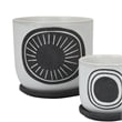Benjara Meon 3pc Garden Planter Set- Textured White and Black Ceramic Design