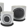 Benjara Meon 3pc Garden Planter Set- Textured White and Black Ceramic Design
