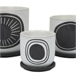 Benjara Meon 3pc Garden Planter Set- Textured White and Black Ceramic Design