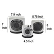 Benjara Meon 3pc Garden Planter Set- Textured White and Black Ceramic Design