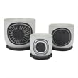 Benjara Meon 3pc Garden Planter Set- Textured White and Black Ceramic Design