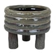 Benjara Garden Planter- Decorative Turned Style Glossy Gray Ceramic- 10 Inch