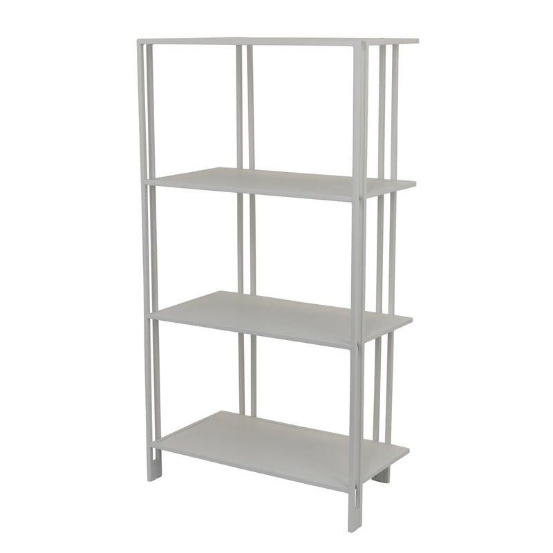 Benjara Plant Display Stand- White Metal- 4 Shelves- Modern Style- 38 Inch