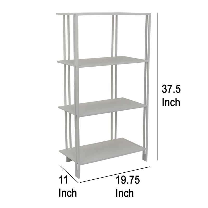 Benjara Plant Display Stand- White Metal- 4 Shelves- Modern Style- 38 Inch