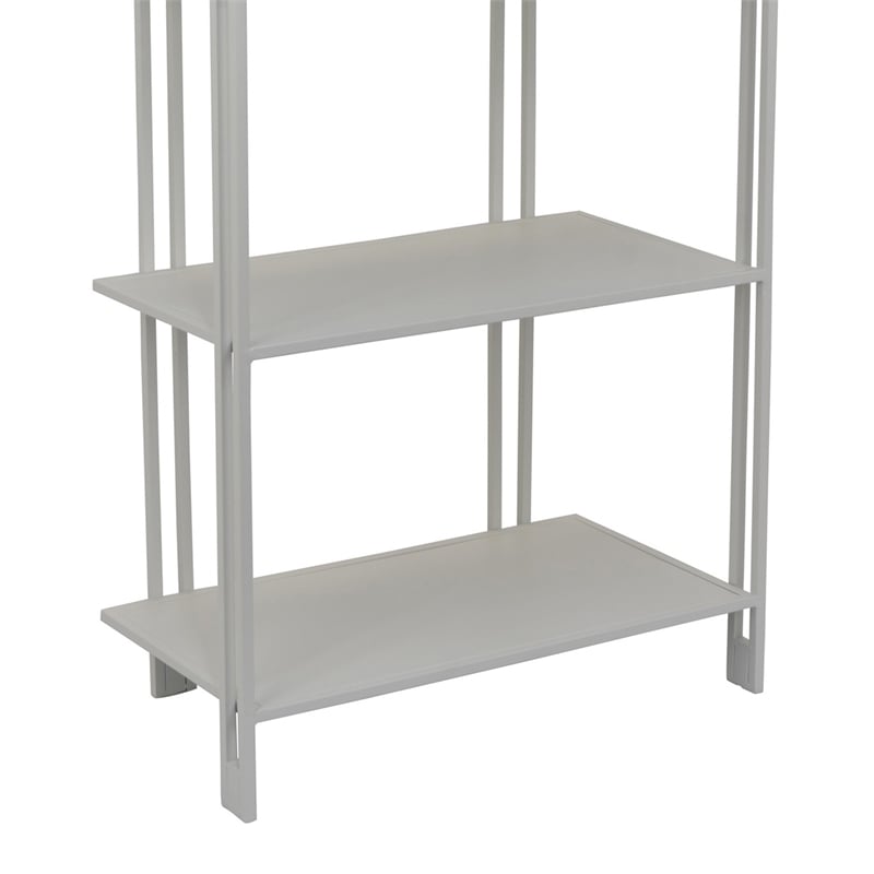 Benjara Plant Display Stand- White Metal- 4 Shelves- Modern Style- 38 Inch