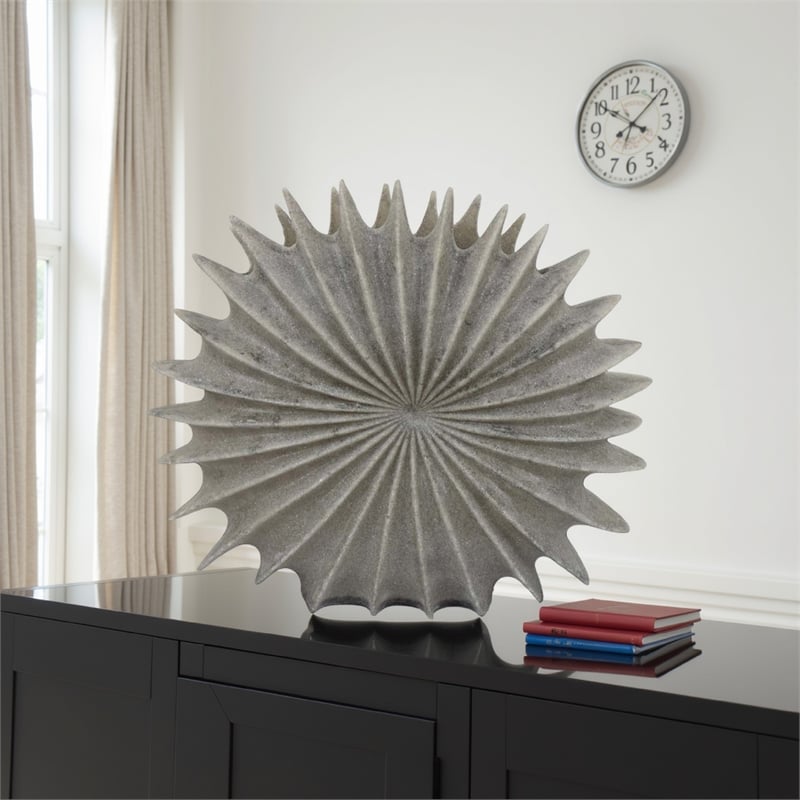 Benjara Wink Accent Vase- Sea Urchin Gray Resin Statuette- Modern 20 Inch