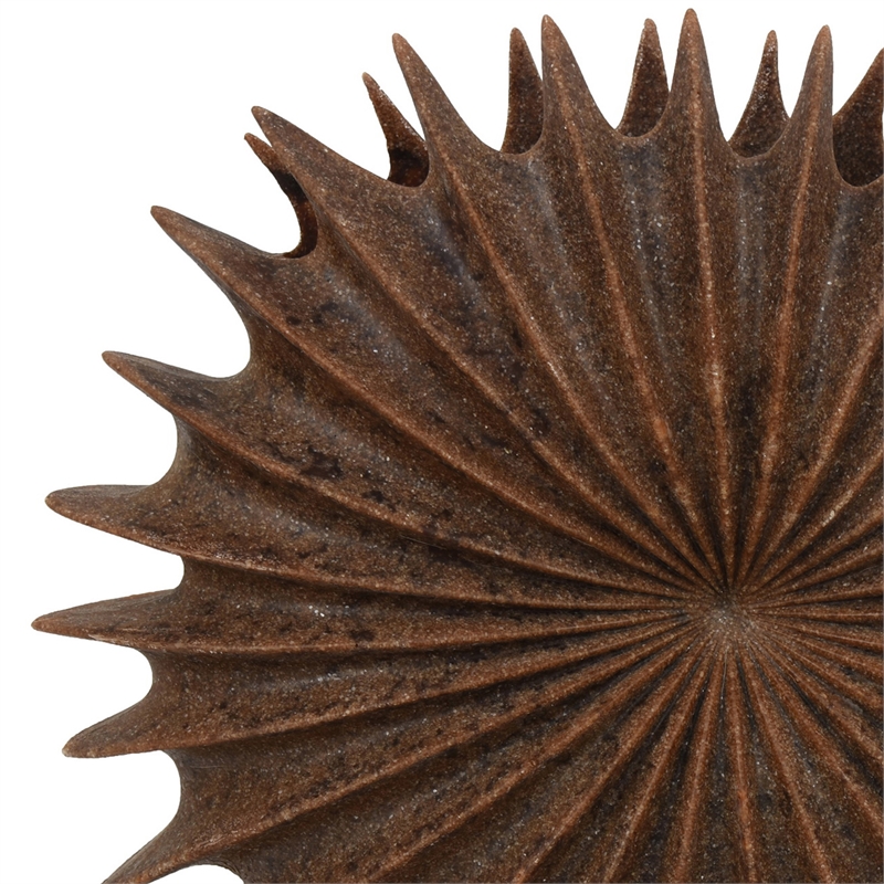 Benjara Wink Accent Vase- Sea Urchin Brown Resin Statuette- Modern 20 Inch