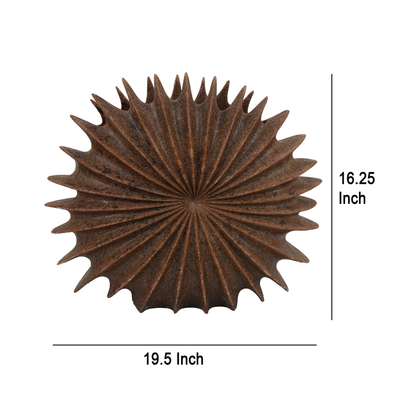 Benjara Wink Accent Vase- Sea Urchin Brown Resin Statuette- Modern 20 Inch