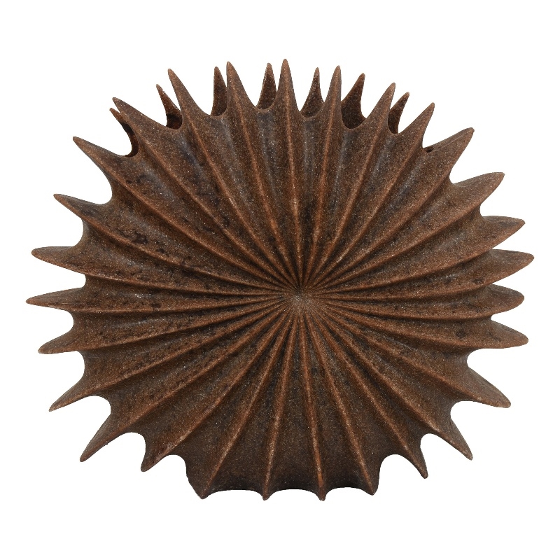 Benjara Wink Accent Vase- Sea Urchin Brown Resin Statuette- Modern 20 Inch