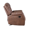 Benjara Olaf Dual Manual Recliner Sofa- Saddle Brown Faux Leather 88 Inch