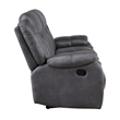 Benjara Olaf Dual Manual Recliner Sofa- Dark Gray Faux Leather 88 Inch