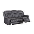 Benjara Olaf Dual Manual Recliner Sofa- Dark Gray Faux Leather 88 Inch