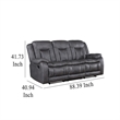 Benjara Olaf Dual Manual Recliner Sofa- Dark Gray Faux Leather 88 Inch