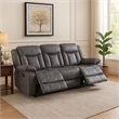 Benjara Olaf Dual Manual Recliner Sofa- Dark Gray Faux Leather 88 Inch