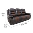 Benjara Asher Power Recliner Sofa- USB Charger- Brown Faux Leather 84 Inch