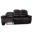 Benjara Asher Power Recliner Sofa- USB Charger- Brown Faux Leather 84 Inch