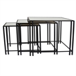 Benjara Buckley Nesting Plant Stand Table Set of 2- Black Metal- Mirrored Top