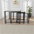 Benjara Buckley Nesting Plant Stand Table Set of 2- Black Metal- Mirrored Top